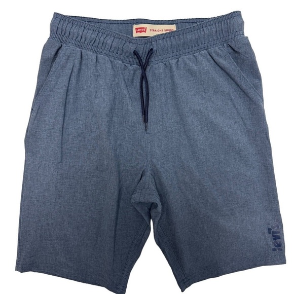 Levi's Youth Boys Straight Shorts Gray and Black Elastic Waist - Picture 1 of 11